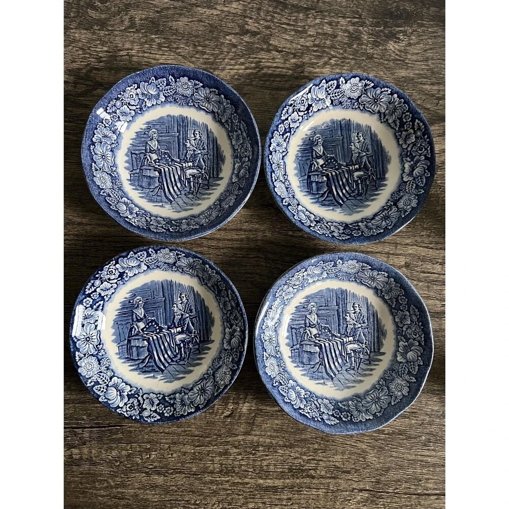Blue and White Liberty Blue, Historical Colonial Scenes Collection Small Bowl